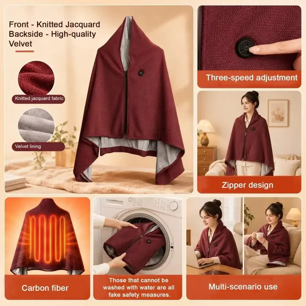 Heated Shawl Lightweight Wearable Blanket