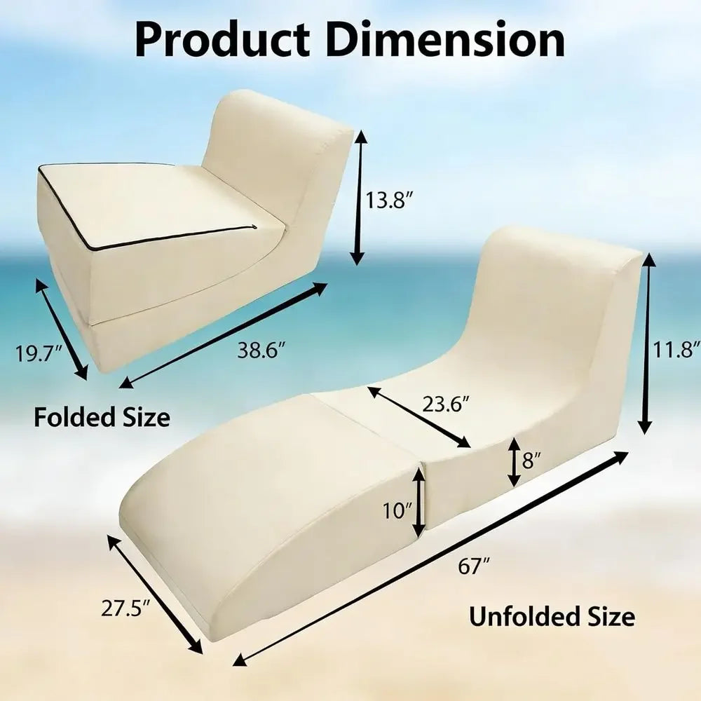 Bean Bag Chair Set o 2 Outdoor Patio Lounge Chair with Back Support