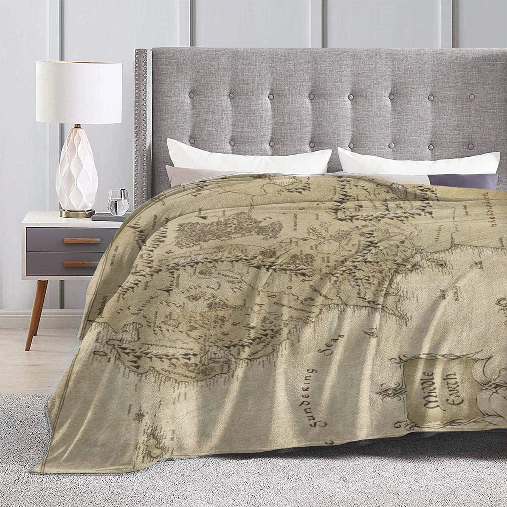 Lightweight Middle Earth Map Lord Of Ring Style Blanket