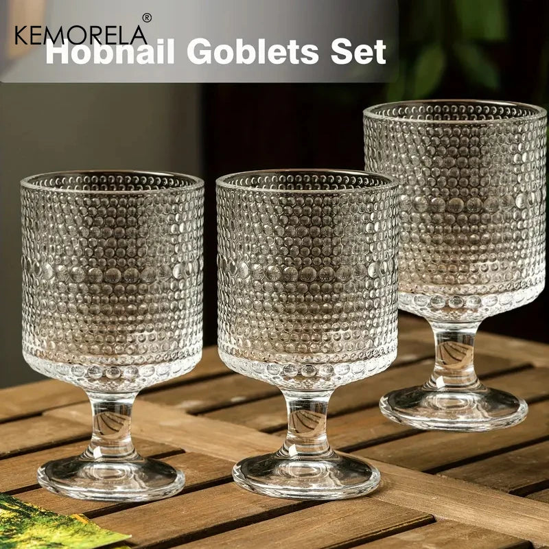 8PCS/Set Vintage Wine Drinking Goblet Glasses Water Goblets