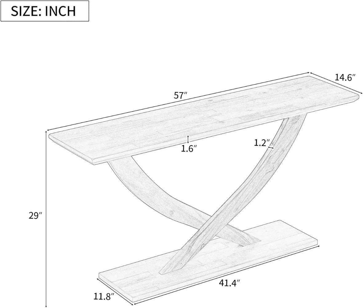 57" Console Table with Cross-Leg Design