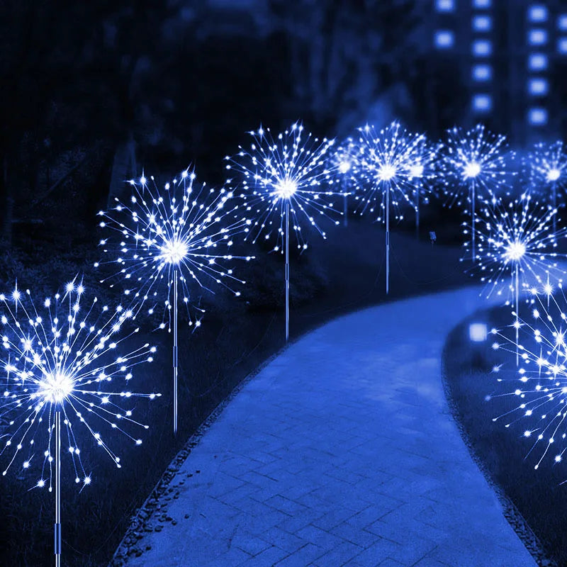 LED Solar Firework Lights Outdoor Dandelion Lawn Lamp