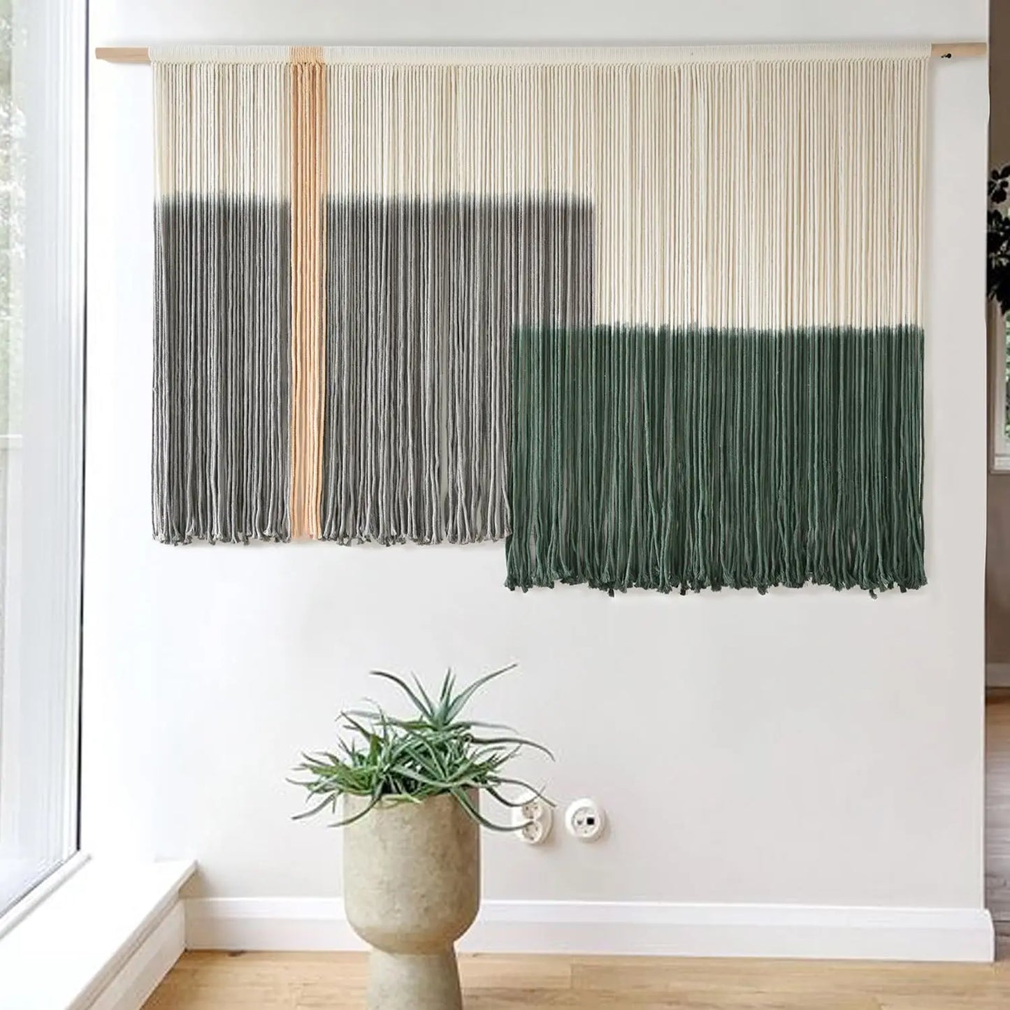 Flber Macrame Wall Hanging Extra Large Dip-Dyed Coastal Tapestry 57" W x 35" L