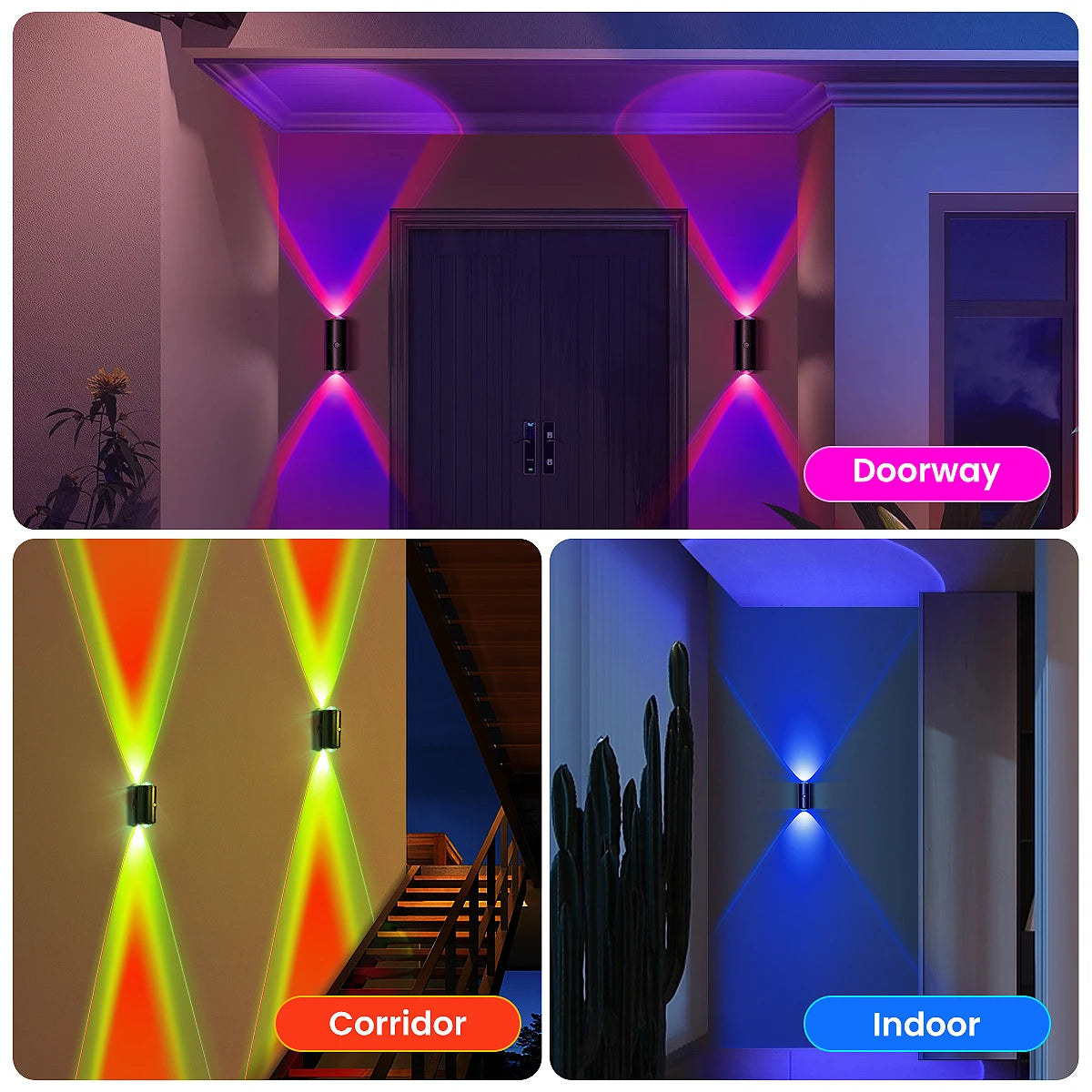 LED Motion Sensor Lights, 3 Modes, 8 Lighting Colors, USB