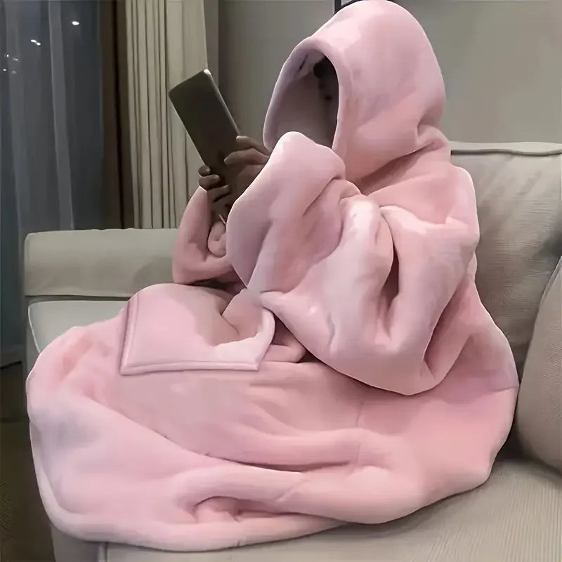 Soft Double-Sided Wearable Hooded Blanket Pajamas