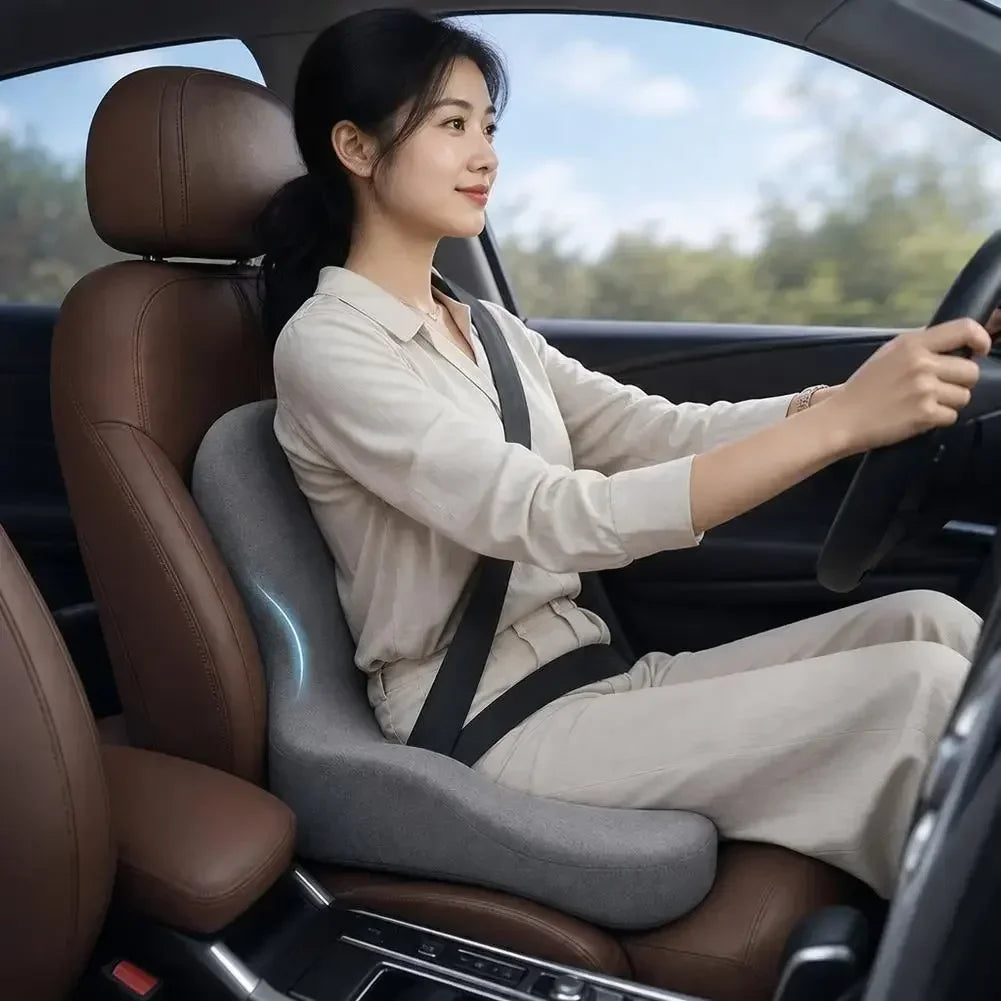 L-Shaped Memory Foam Seat Cushion with Fixing Strap,