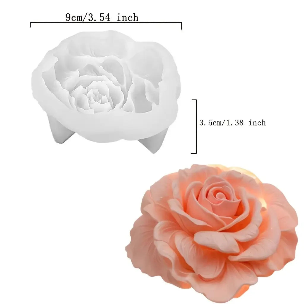 1 Piece 3D Elegant Rose Silicone Mold - Reusable Flexible Mold for Candles, Resin Art, Handmade Soap and Clay Making