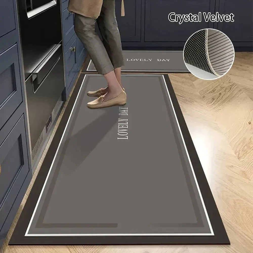 Non-slip Kitchen Mat Long Rugs Crystal Velvet Carpet