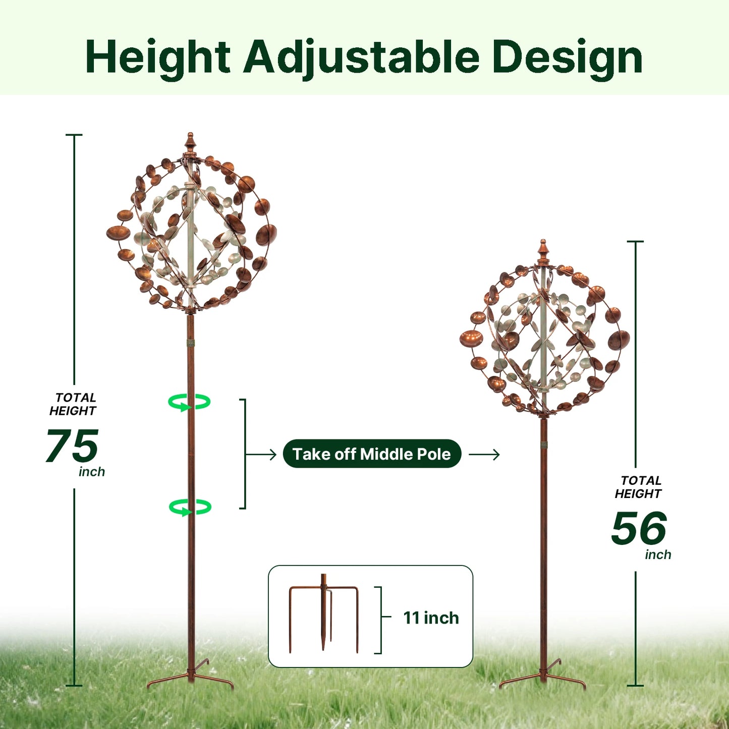 Wind Spinners 75" Large Metal Kinetic 360 Degrees Swivel  2 Pcs  Flag