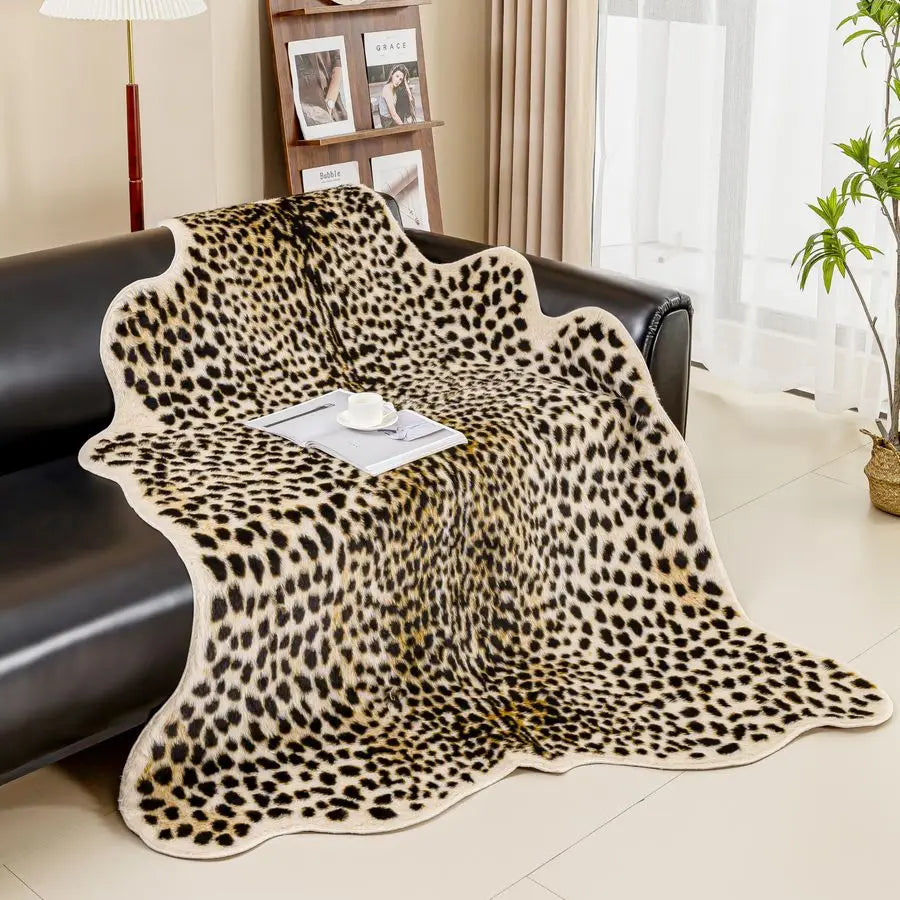 Leopard Rug 5.2x7 Faux Animal Print Skin Cheetah