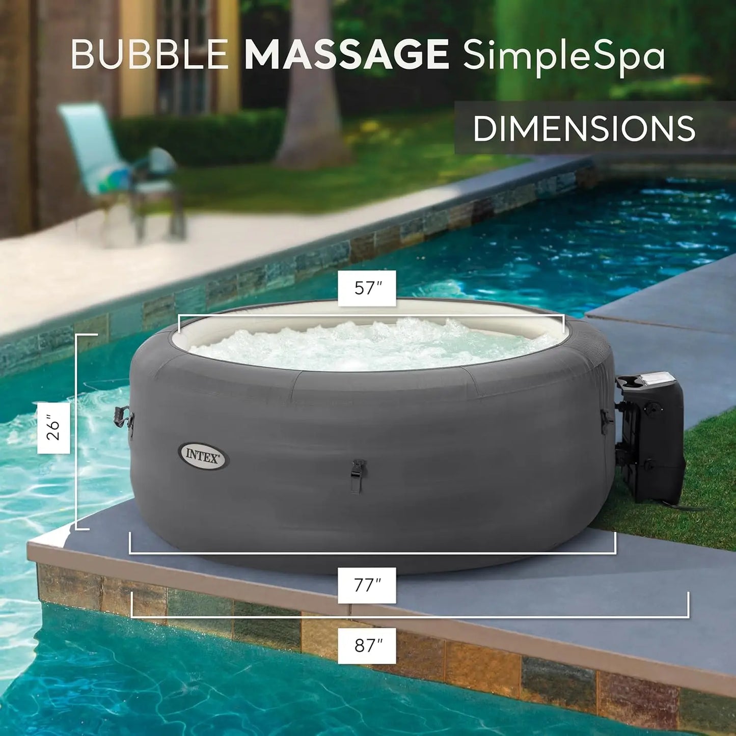 Inflatable Hot Tub 4 Person  Insulated Cover – Built-in QuickFill