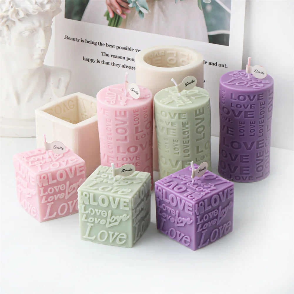 Cubic Love Letter Candle Molds Scented Craft Making Cube