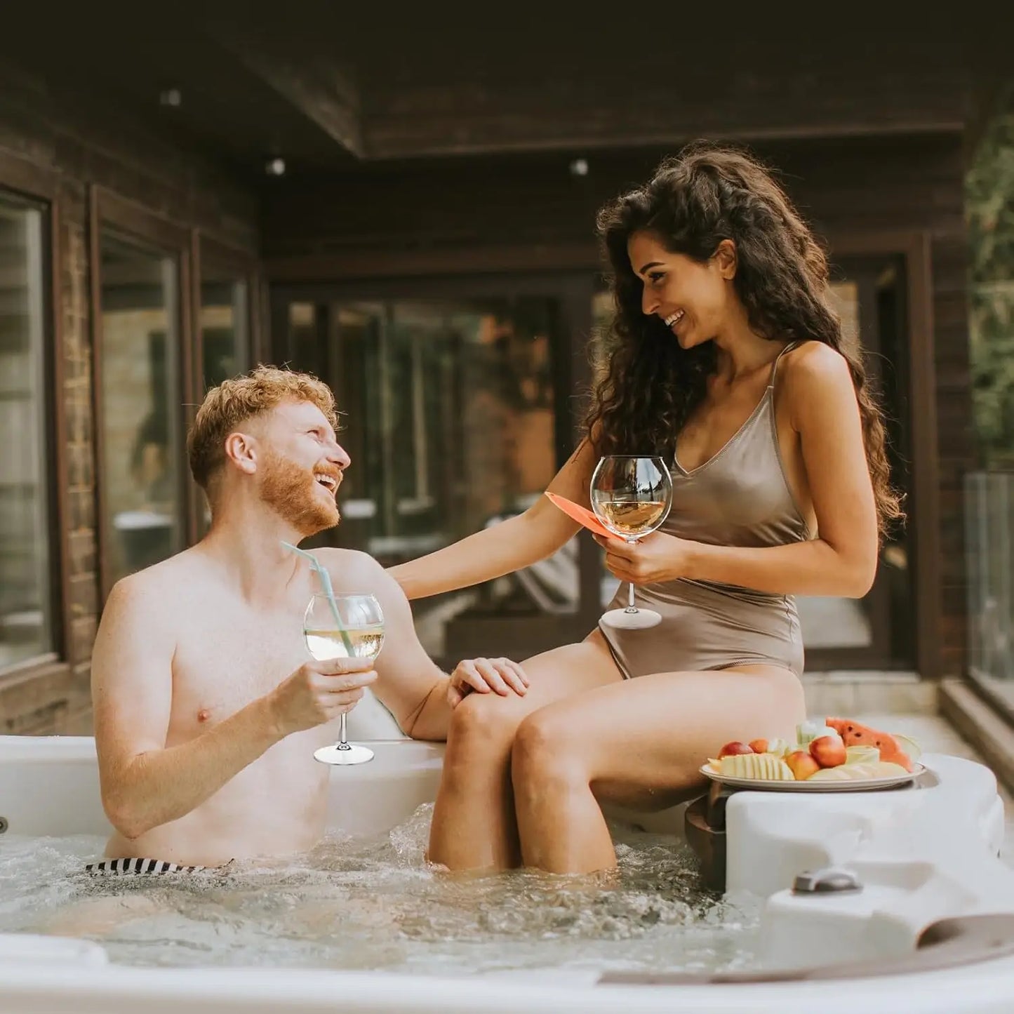 Floating Wine Glasses for Pool with Cup Lids | Set of 2 | Shatterproof