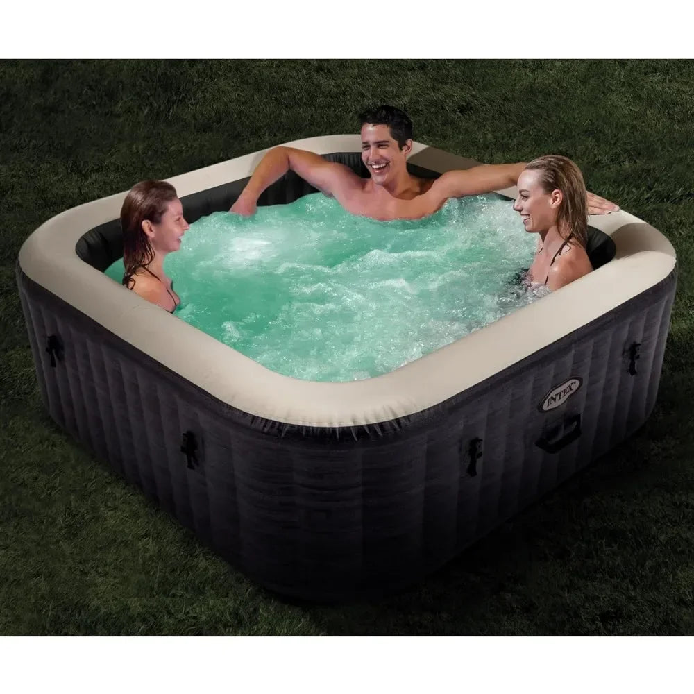 4 Person Inflatable 83" Outdoor Hot Tub - Insulated Cover