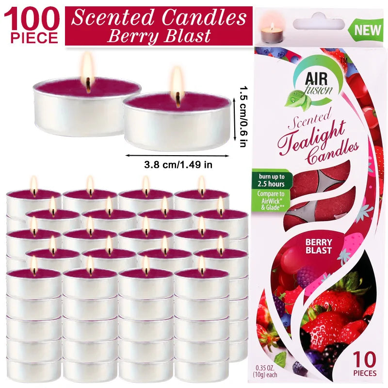 100 Count Tea Lights Burgundy Berry Blast 2.5 Hours