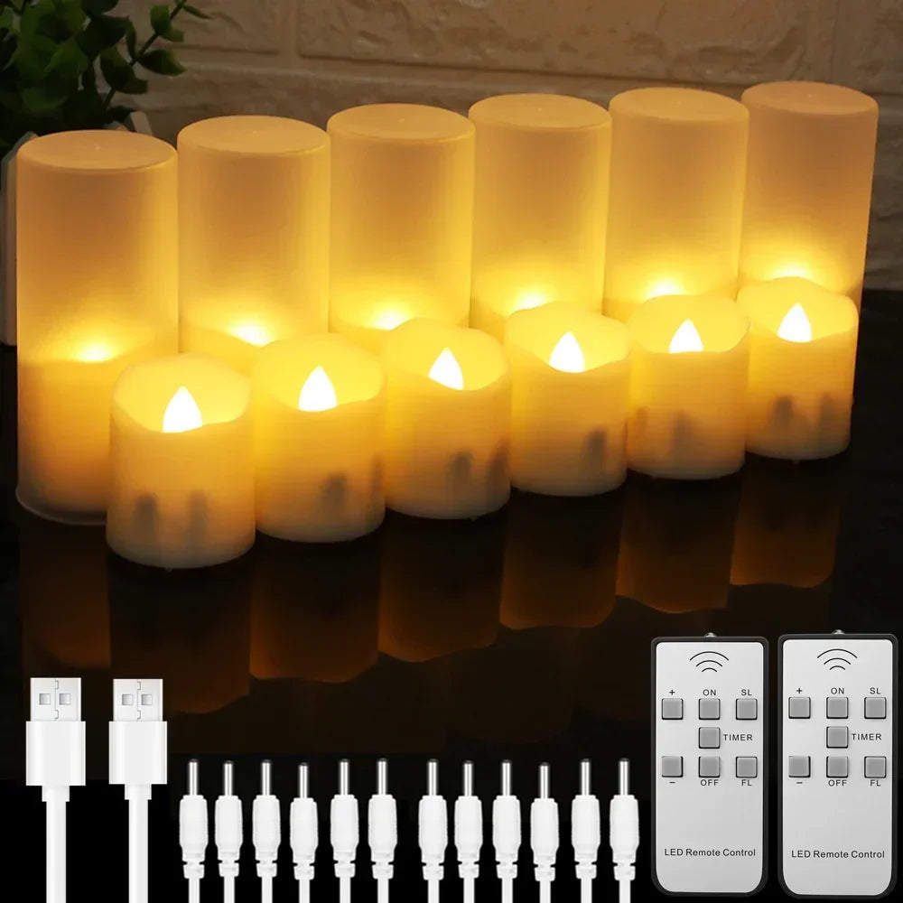 Rechargeable Flameless Votive Candles Remote Control Tea Lights