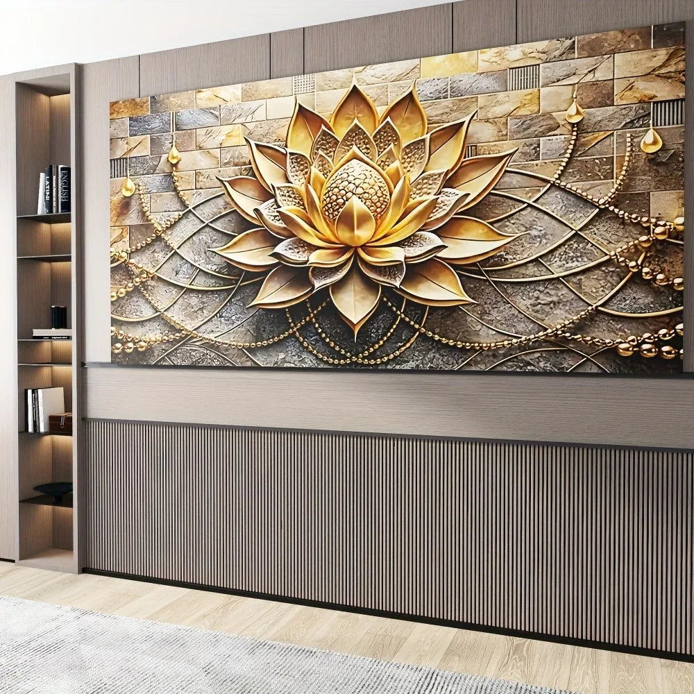 Abstract black gold floral canvas art, 1.5 inches wood