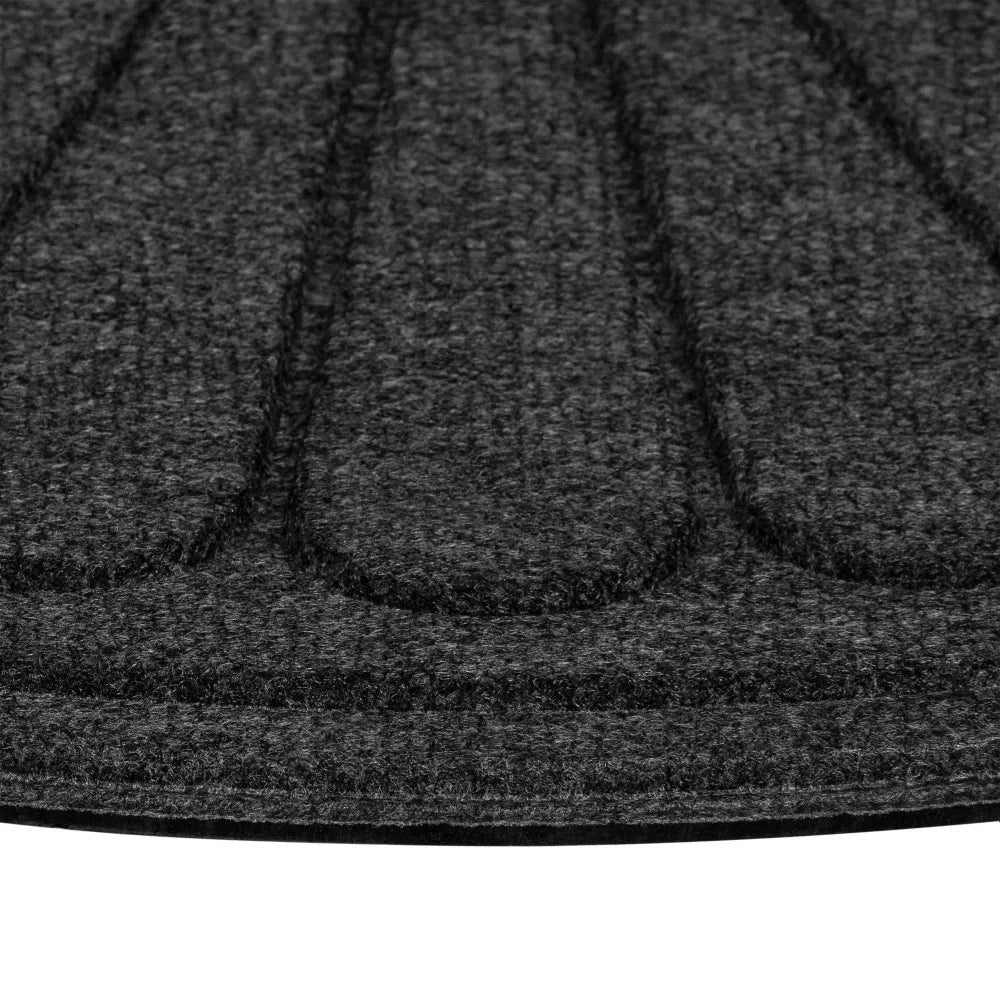 Gray Sunburst Pattern Polyester Utility Entryway Door Mat