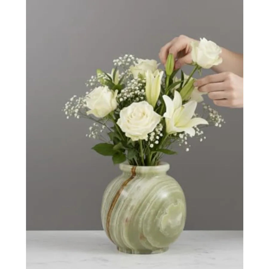 Marble Flower Vase 5 Inch Handmade Onyx Small Decorative Vase