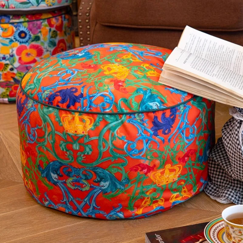 Removable Pouf Footrest Round Shoe Changing Stool