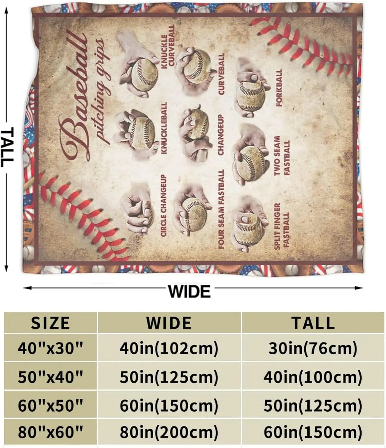 Baseball Blanket Soft Warm Cozy Sport Throw Blankets Lightweight Fleece Flannel