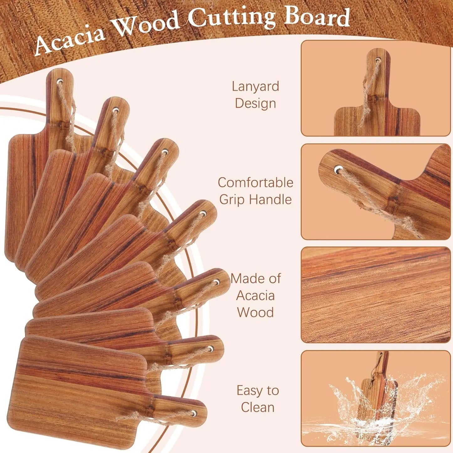 12 Sets Charcuterie Boards with Gift Boxes Cards, Acacia Wood