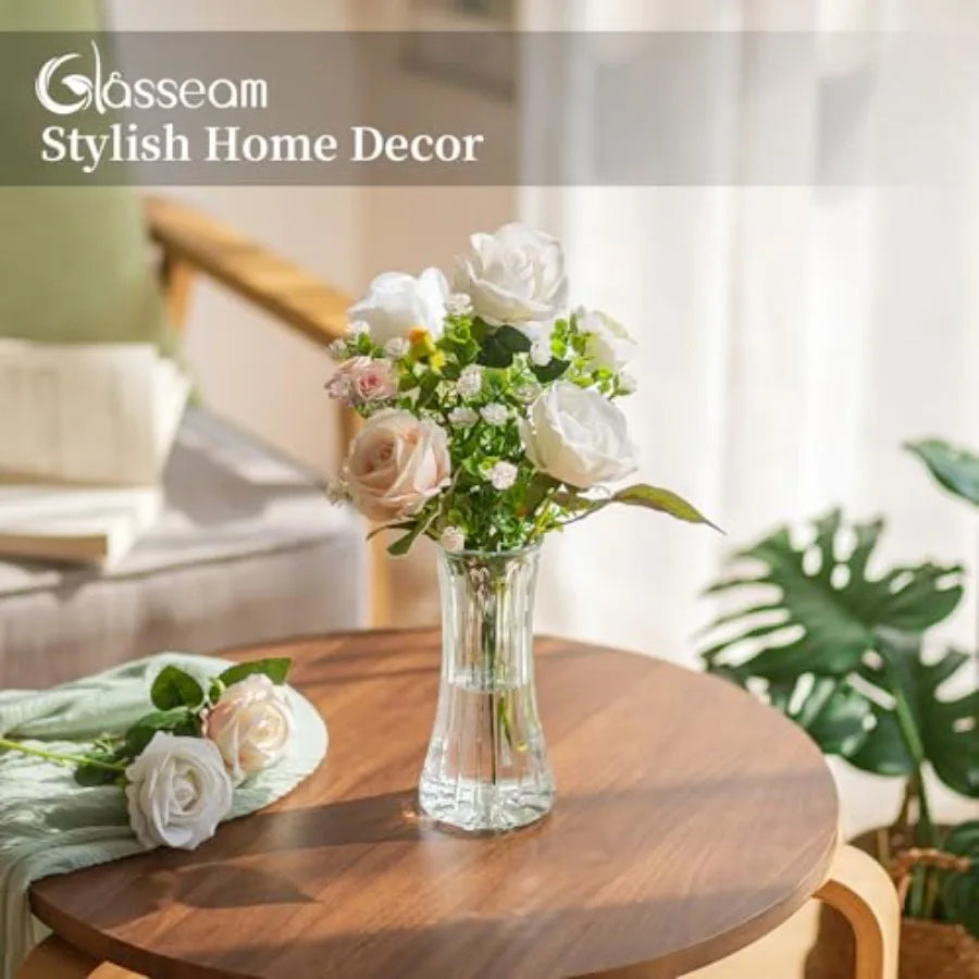 Glass Vase for Home Decor: Clear  - 7.5" Tall