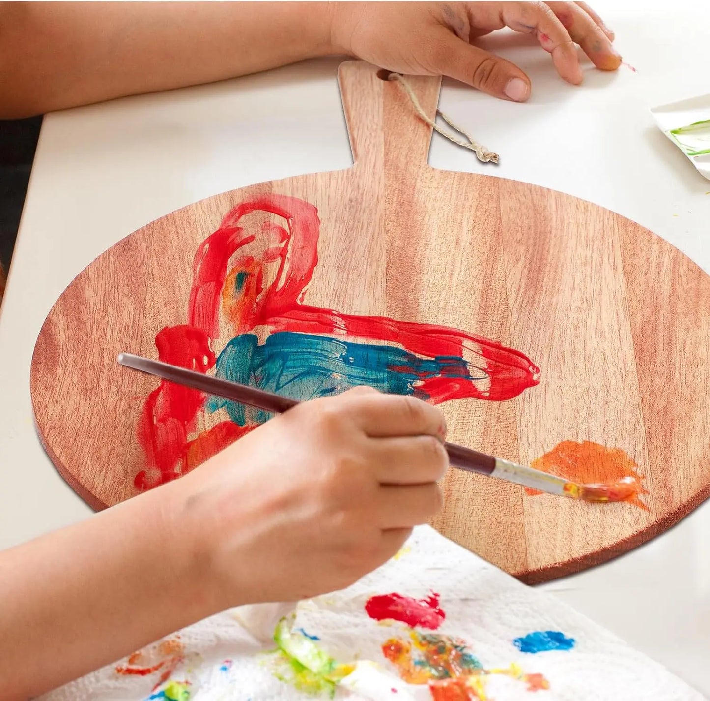 12 Piece Round Wood Cutting Board with Handle Charcuterie