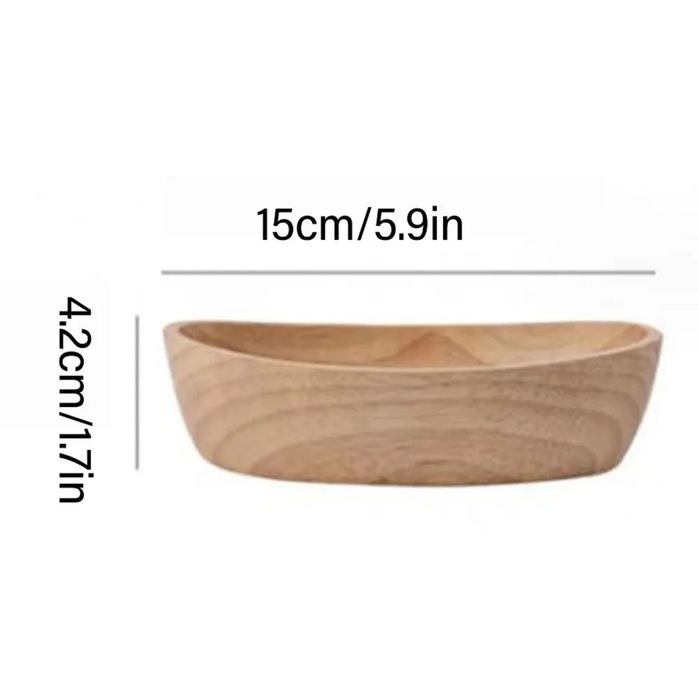 Portable Wooden Fruit Bowl Boat Smooth Large-capacity