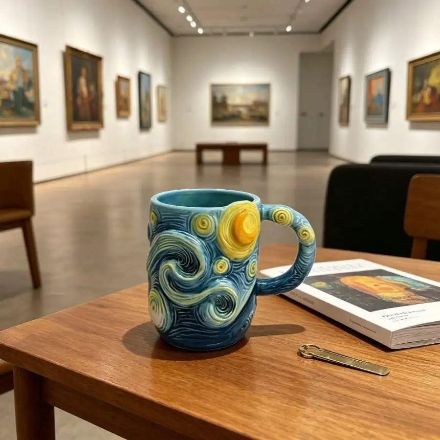 3D Coffee Mug,Artistic Themed With Swirling Sky And Moon Design