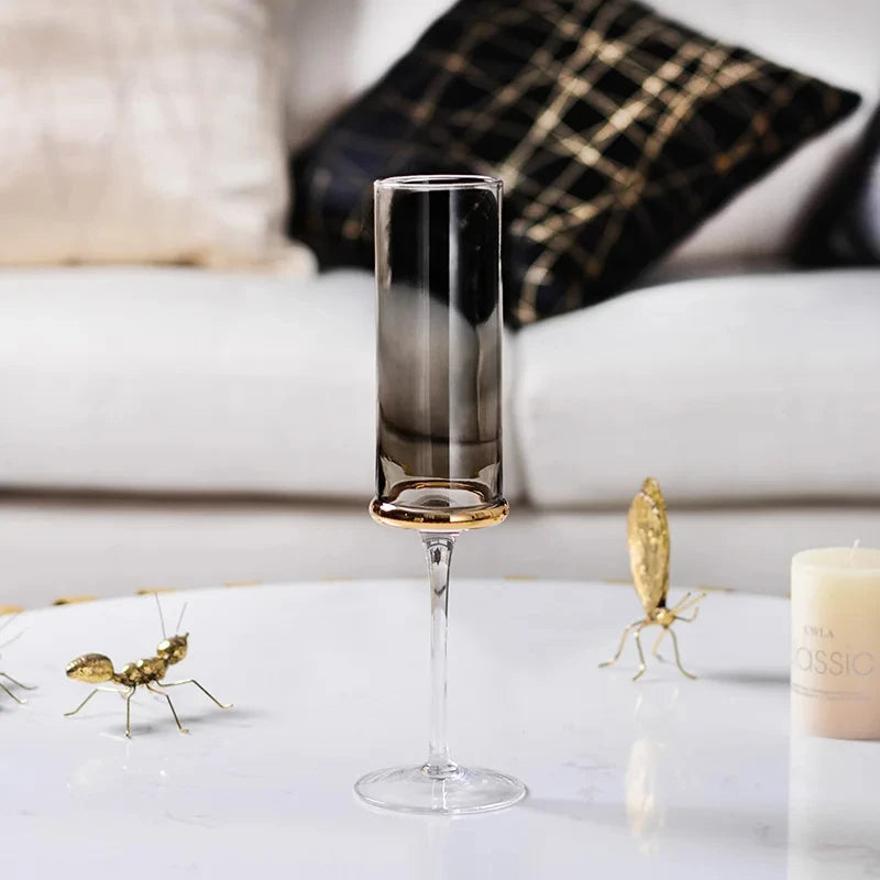 Nordic Smoke Gray Electroplated Gold Wine Glass