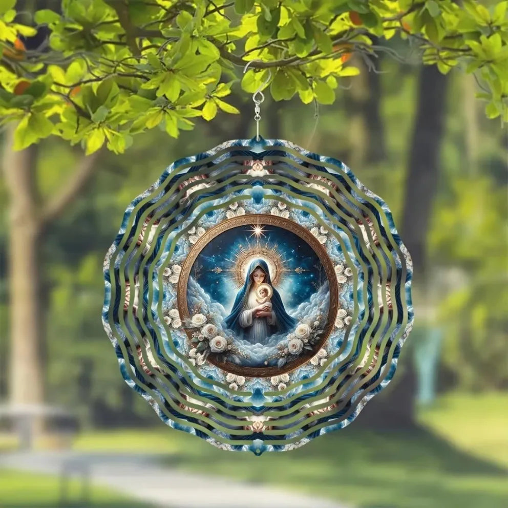 2D Laser-Cut Metal Wind Chime (Kinetic, 360° Rotating Hook)