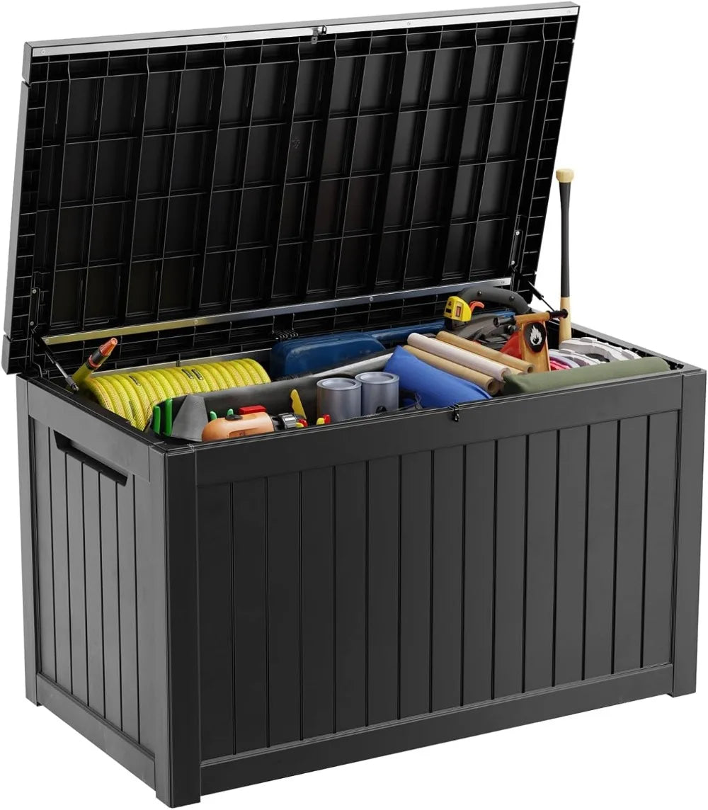 280 Gallon Resin Deck Box, Lockable Outdoor Storage