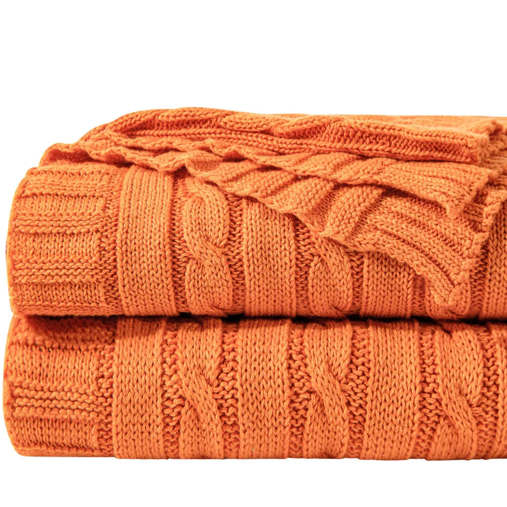 100% Cotton Cable Knit Throw, Super Soft Warm