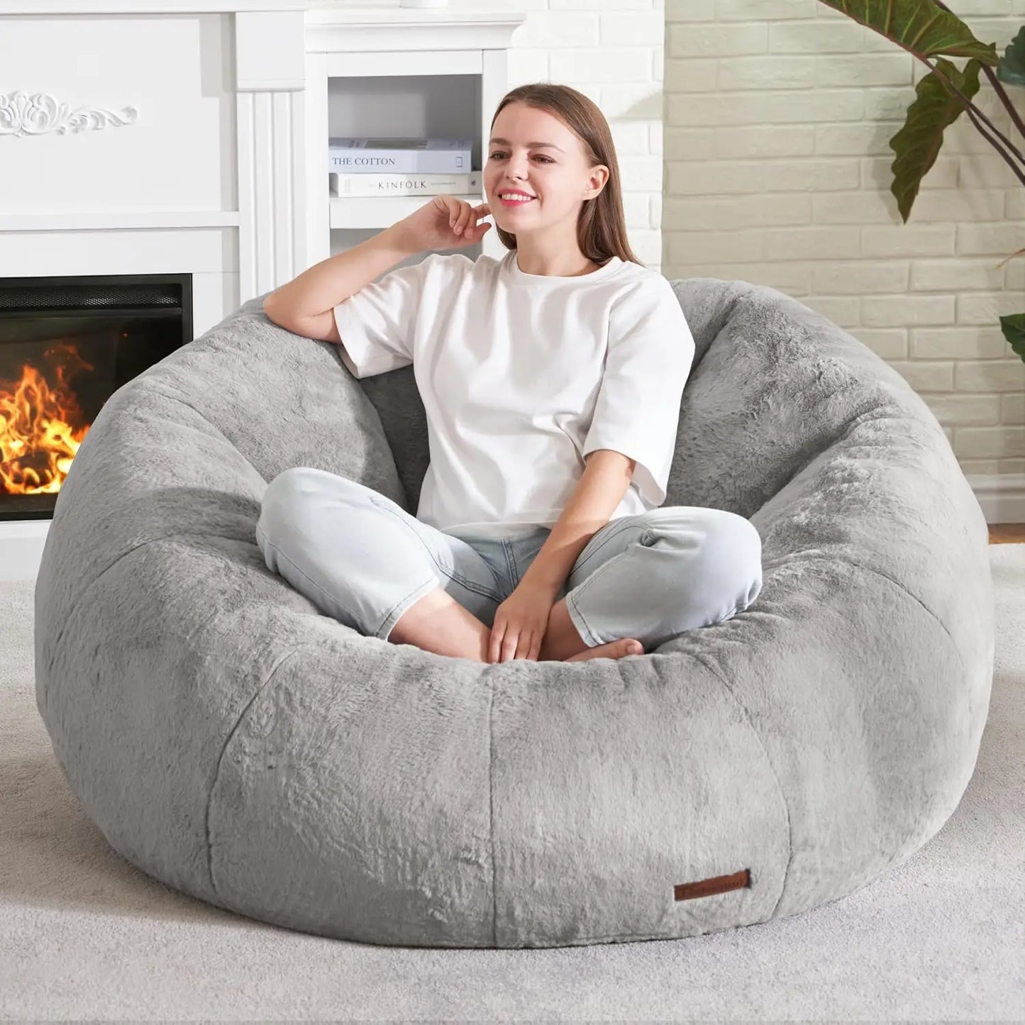 Large Bean Bag Chair for Adults - Soft Faux Fur
