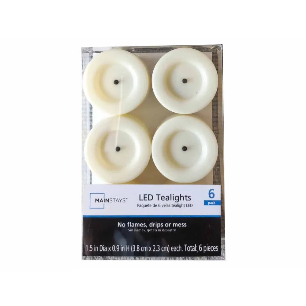 Unscented Flameless Battery Operated LED Tealight Candles Set of 6