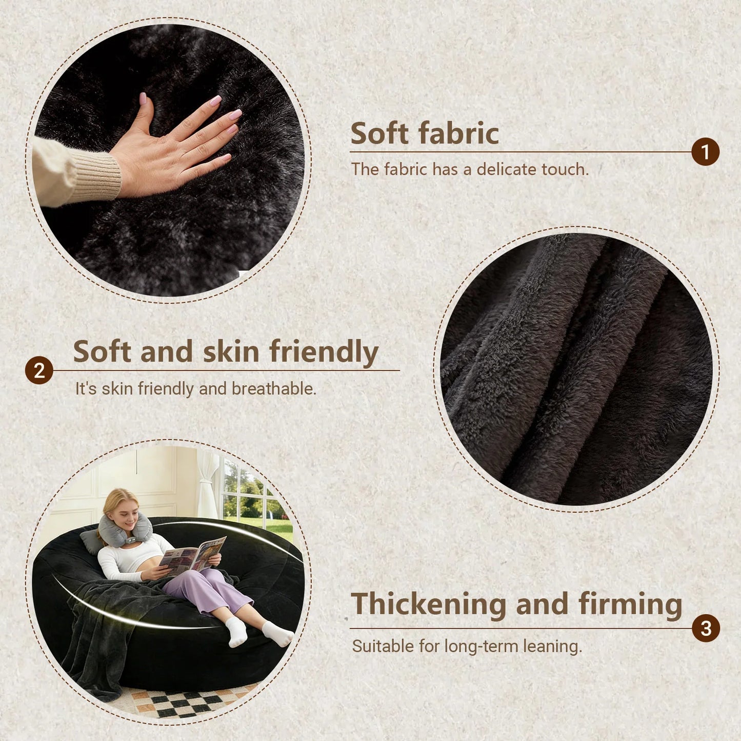 100CM×100CM×60CM, adult beanbag chair  memory foam chair, washable cover