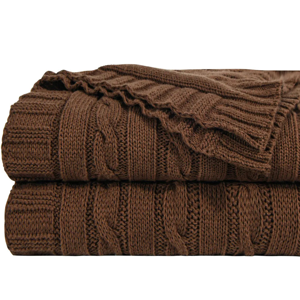 100% Cotton Cable Knit Throw, Super Soft Warm