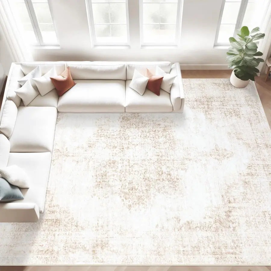 Rugs 8x10 Vintage Rug Large Washable Living Room Soft Low Pile NonSlip