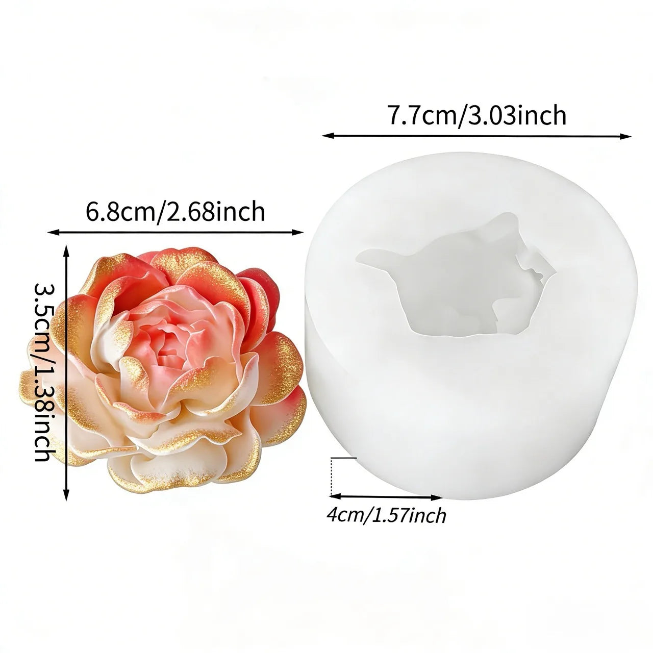 1 Piece 3D Elegant Rose Silicone Mold - Reusable Flexible Mold for Candles, Resin Art, Handmade Soap and Clay Making