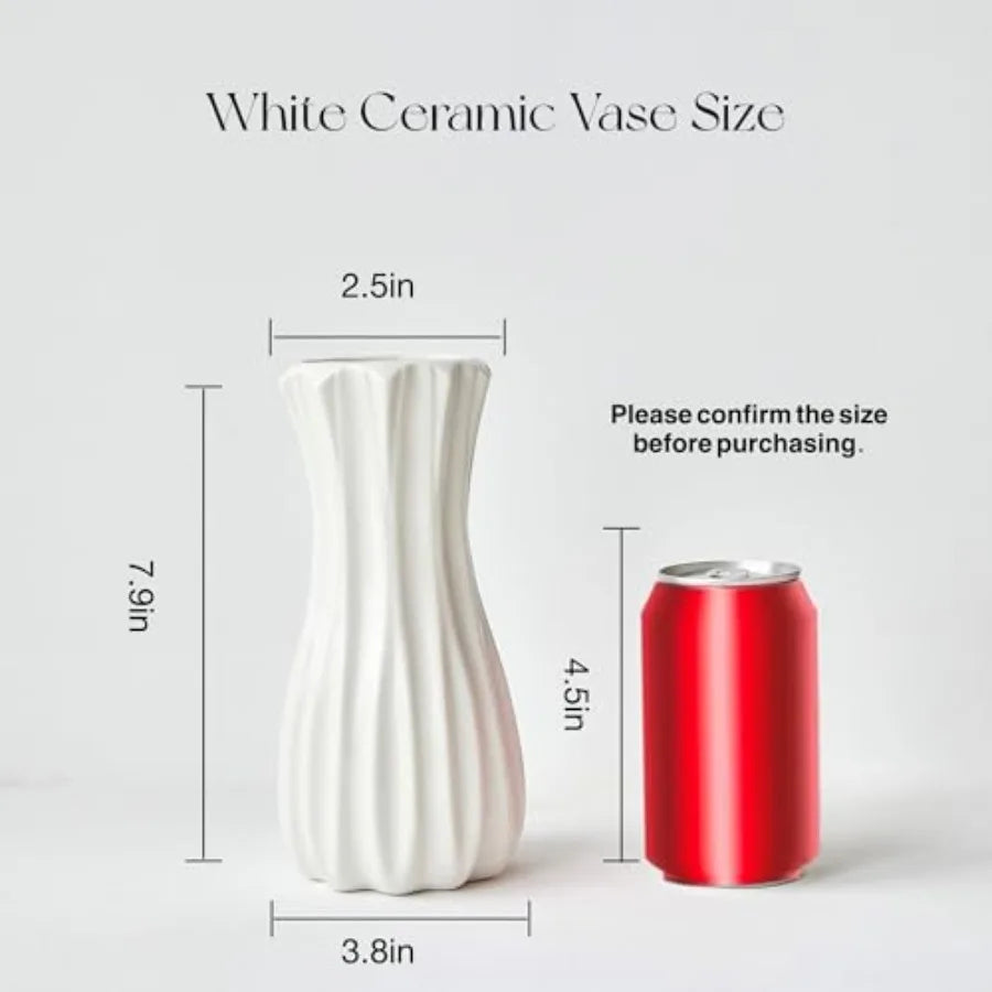 8 Inch White Ceramic Vase