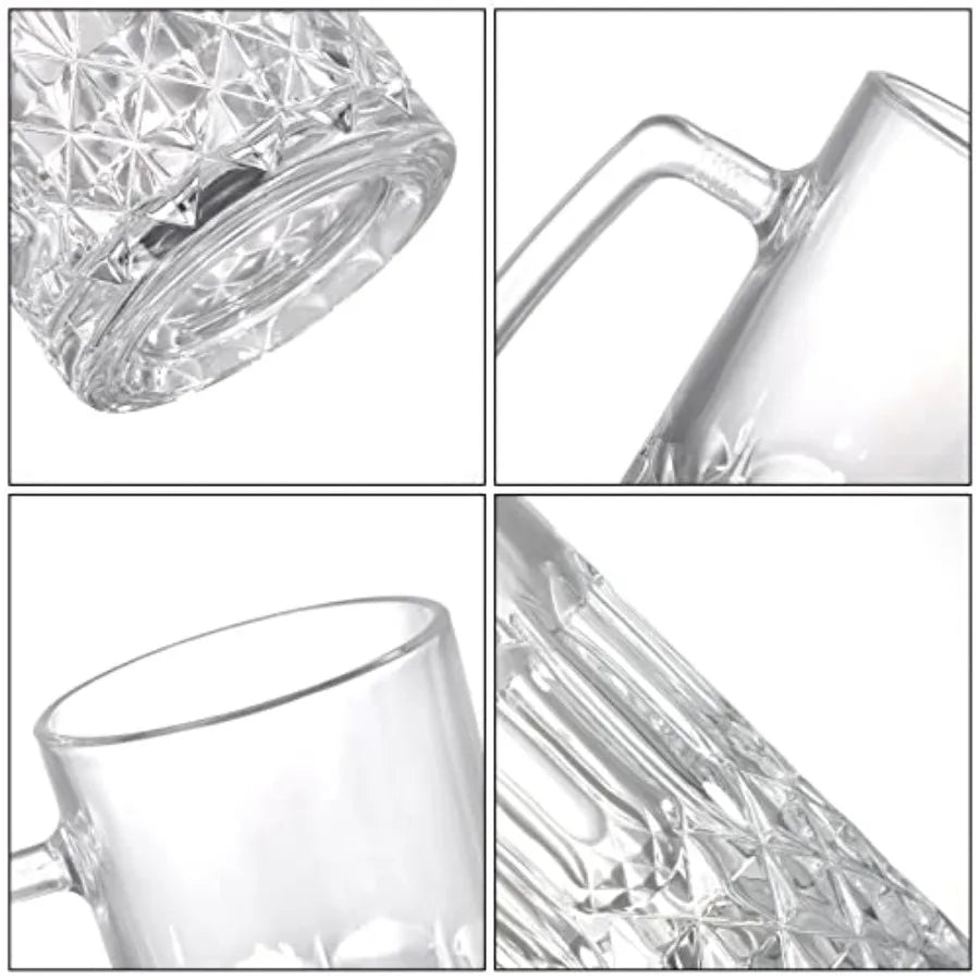 6 Pack 16 Oz Glass Beer Mug, Stainless Steel Straws,
