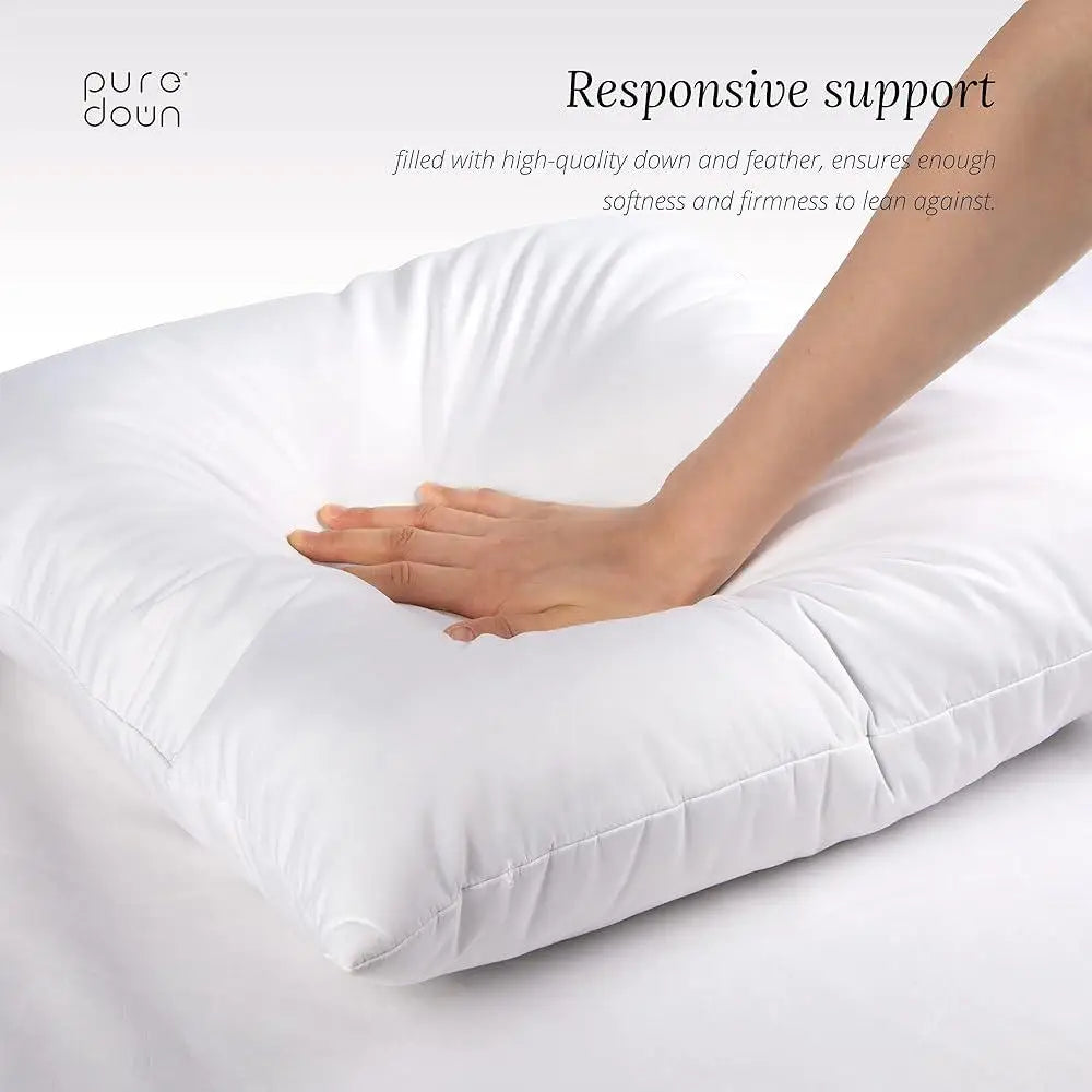 Down Feather Pillow Inserts 26x26 Pack of 2 Soft Supportive