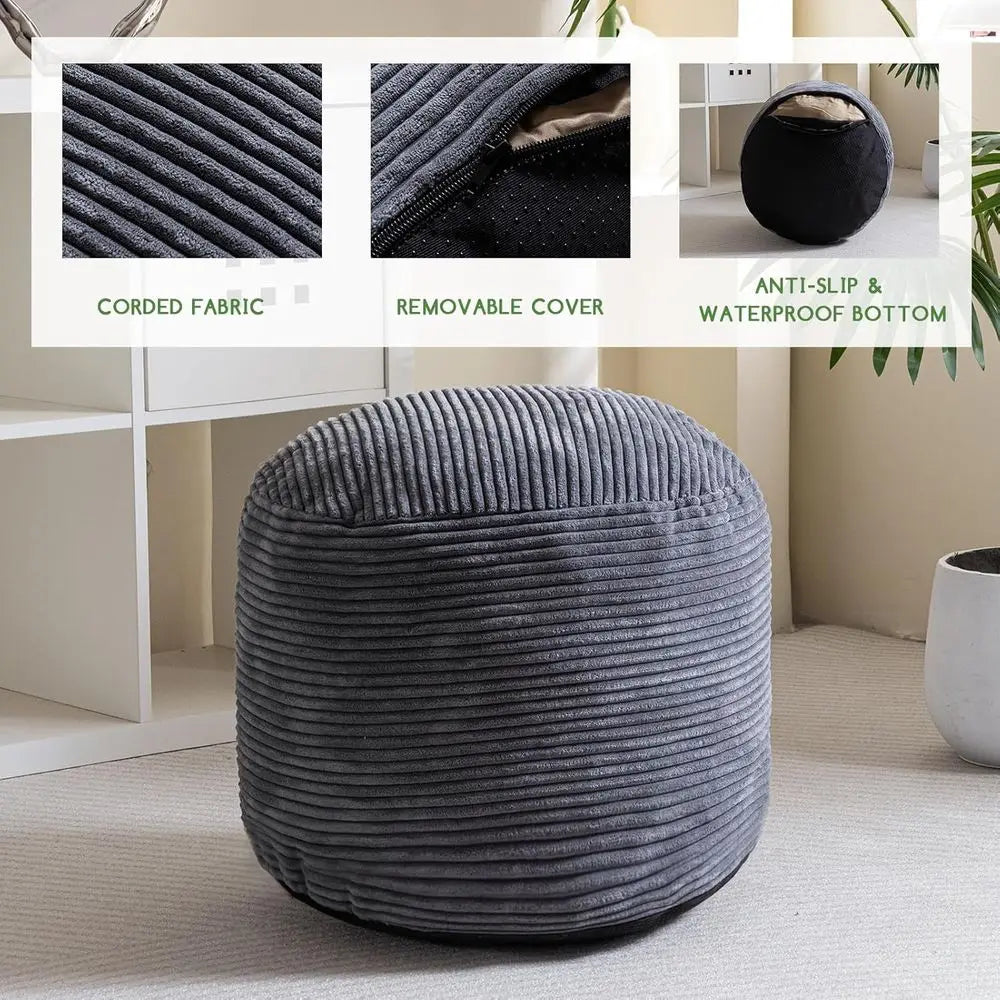 Round Storage Ottoman with Plush Filling, 20 X 15