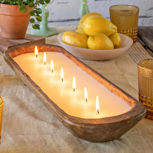 Wooden Dough Bowl Soy Candle 20 Inch,