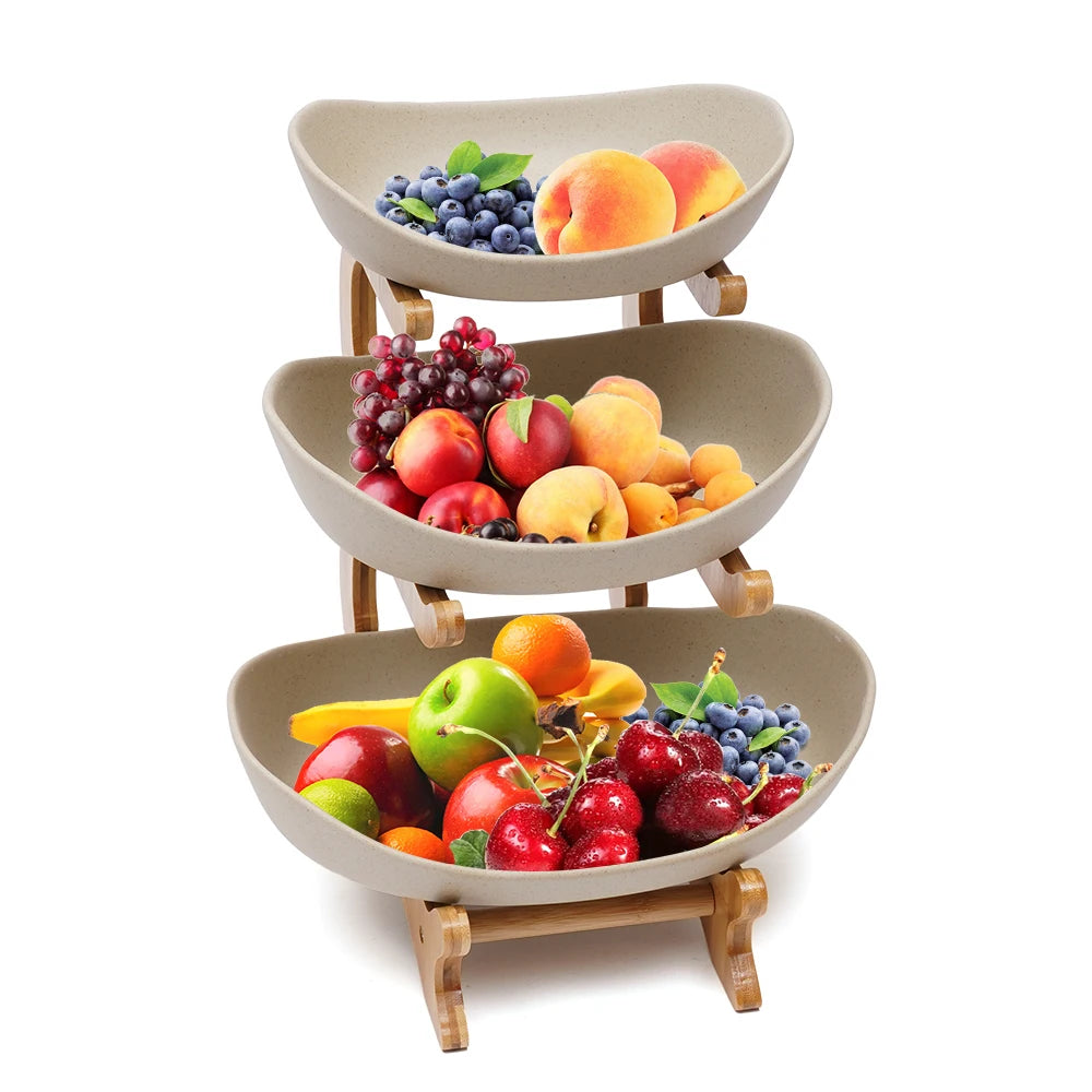 Three Layer Ceramic Fruit Platet Vegetable Basket