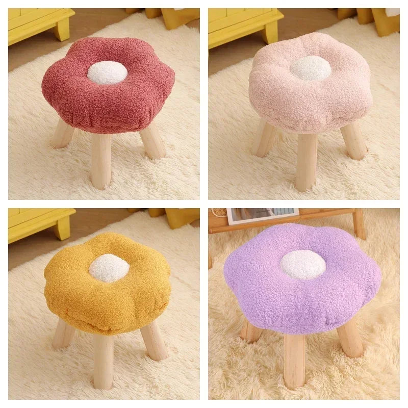 Small Round Stool Ottoman Colorful Wood Round Bench
