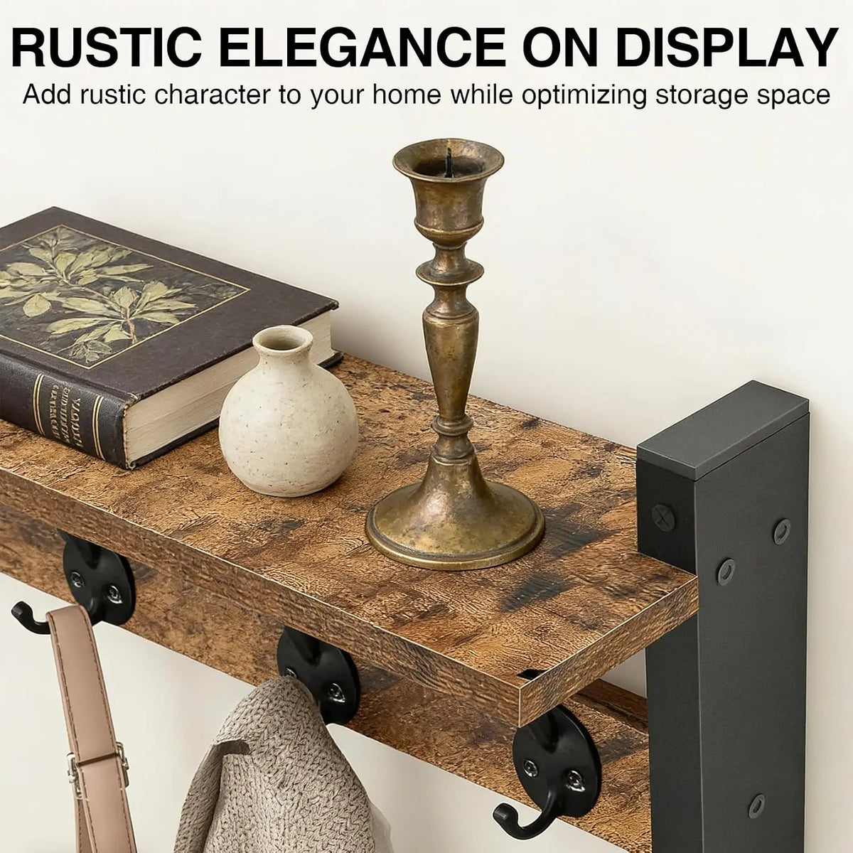 17.7 Inch Wall Mounted Coat Rack with Hooks