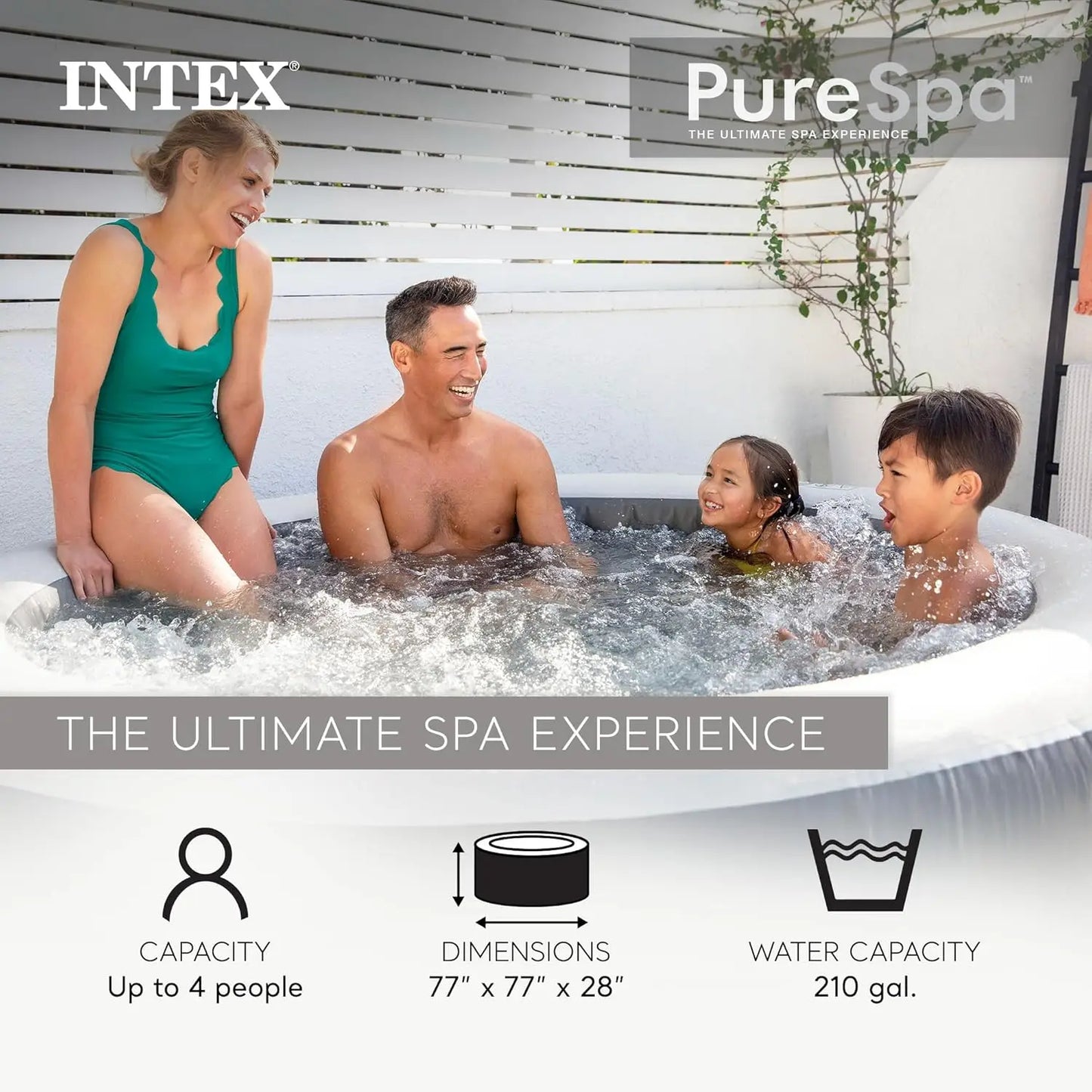 Inflatable  Hot Tub Jet Spa with 2 Medium and 2 Tall PureSpa Accessories