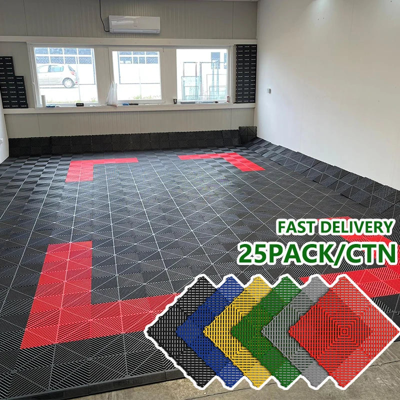 25PCS 1.8cm Thickness Garage Floor Mats Car Wash Room Floor Mat